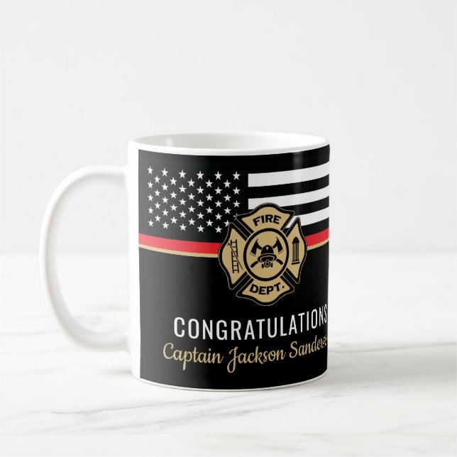 Firefighter Retirement Fire Department Flag Coffee Mug (Left)