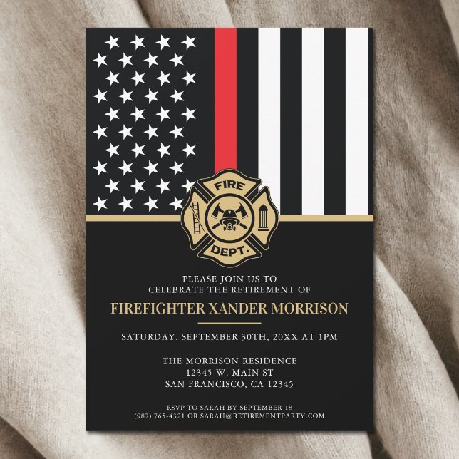 Firefighter Retirement Fire Department Party Invitation (Firefighter Retirement Fire Department Party Invitation)