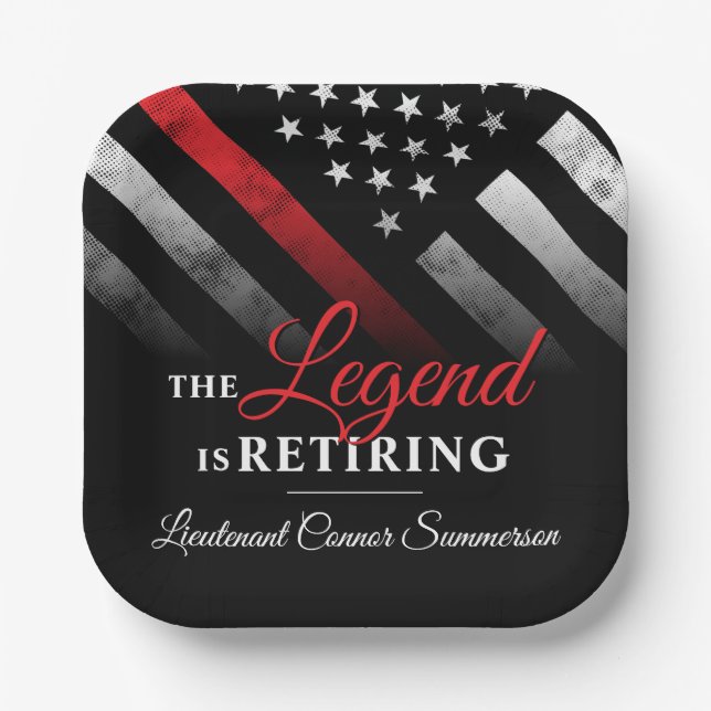 Firefighter Retirement Fire Department Party Paper Plate (Front)