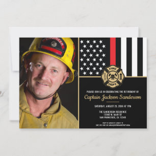 Firefighter Retirement Fire Department Photo Invitation