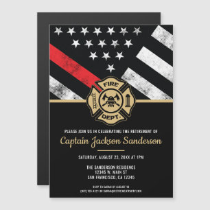 Firefighter Retirement Fire Department Red Flag Magnetic Invitation