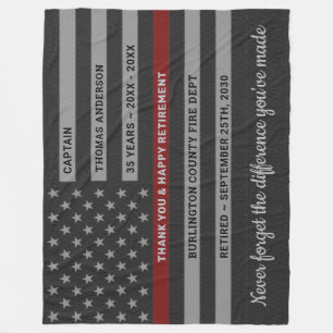 Firefighter Retirement Gift Thin Red Line Flag Fleece Blanket
