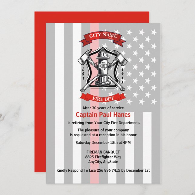 Firefighter Retirement Invitation (Front/Back)