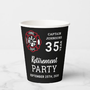 Firefighter Retirement Maltese Cross Personalised Paper Cups