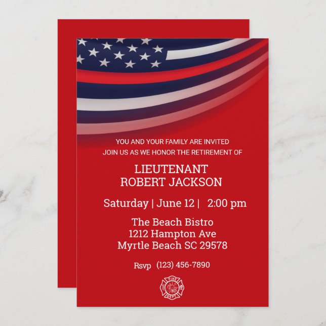Firefighter Retirement Party Celebration Invitation (Front/Back)