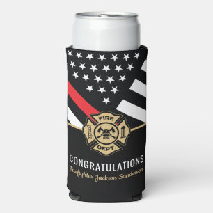 Firefighter Retirement Party Fire Department Flag Seltzer Can Cooler