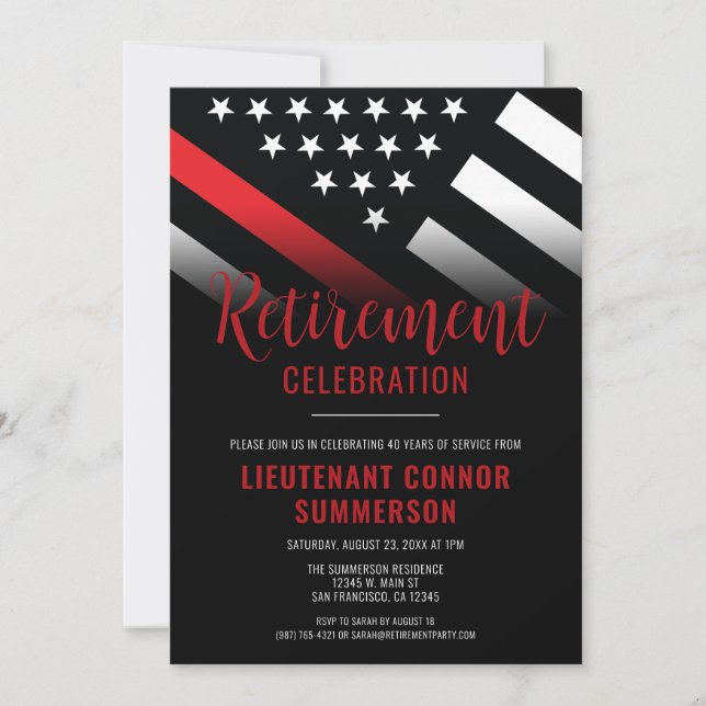 Firefighter Retirement Party Fire Department Invitation (Front)