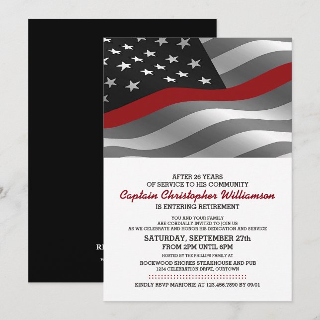Firefighter Retirement Party Invitation (Front/Back)
