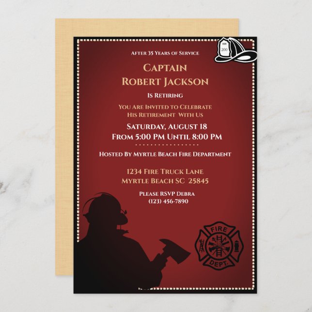 Firefighter Retirement Party Invitation (Front/Back)