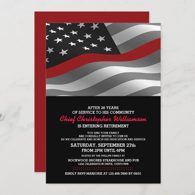 Firefighter Retirement Party Invitation (Front/Back)