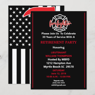 Firefighter Retirement Party Invitation