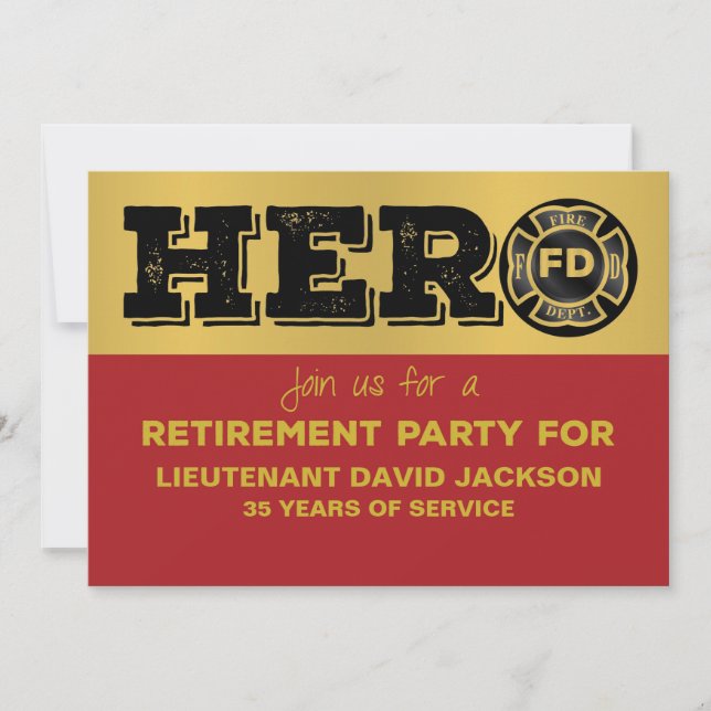 Firefighter Retirement Party Invitation Customise (Front)