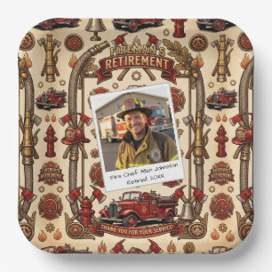 Firefighter Retirement Party Photo Template Paper Plate