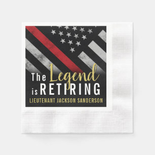 Firefighter Retirement Party Red Line Flag Fireman Napkin