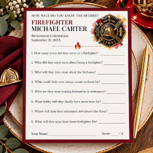 Firefighter Retirement Party Trivia Game Advice Card