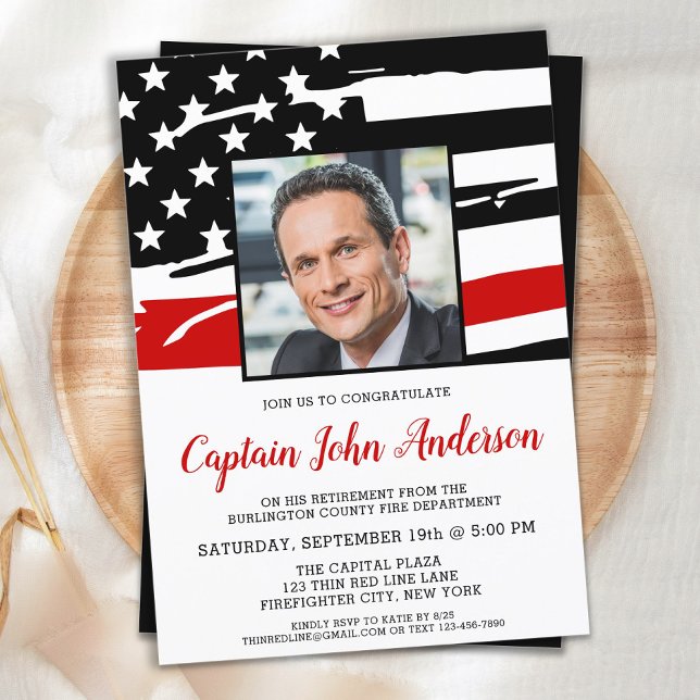 Firefighter Retirement Personalised Photo Party Invitation (Creator Uploaded)