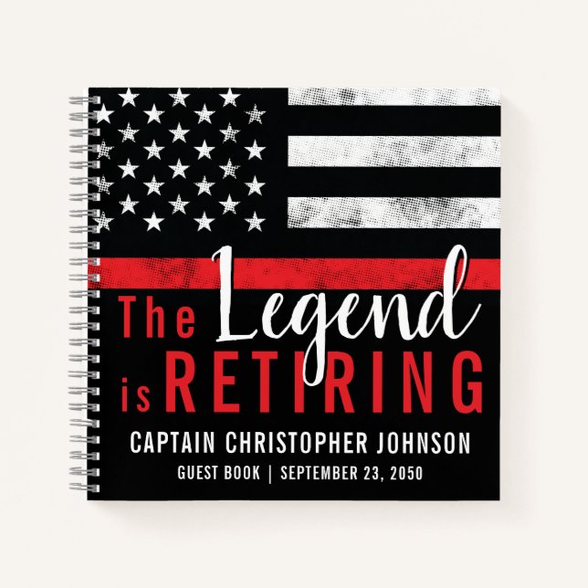 Firefighter Retirement Red Line Fireman Guest Book (Front)