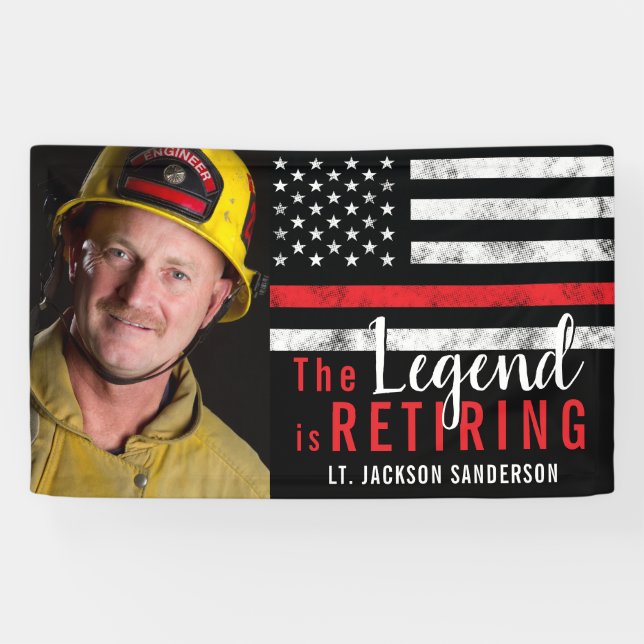 Firefighter Retirement Red Line Fireman Photo Banner (Horizontal)