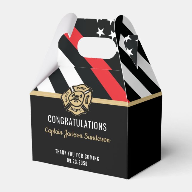Firefighter Retirement Red Line Flag Congrats Favour Box (Front Side)
