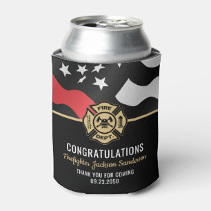 Firefighter Retirement Red Line Flag Fireman Can Cooler