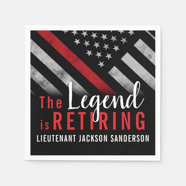 Firefighter Retirement Red Line Flag Fireman Napkin (Front)