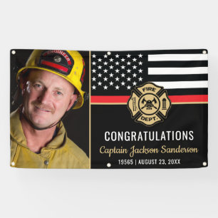 Firefighter Retirement Red Line Flag Fireman Photo Banner