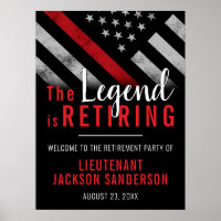 Firefighter Retirement Red Line Flag Fireman