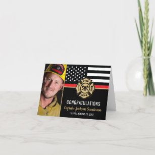 Firefighter Retirement Red Line Flag Photo Card