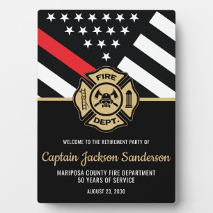 Firefighter Retirement Red Line Flag Welcome Plaque