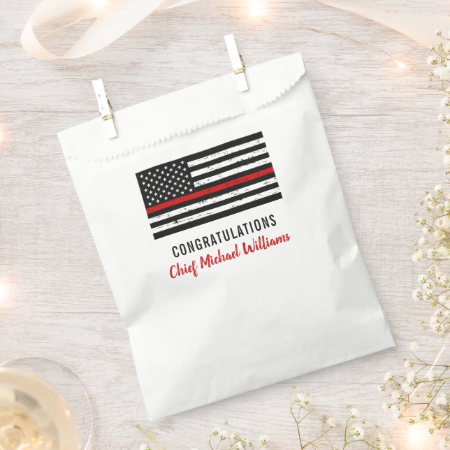 Firefighter Retirement Thin Red Line Flag Favour Bags (Clipped)