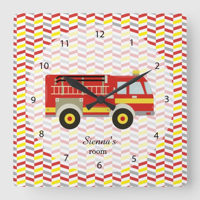 Firefighter room square wall clock (Front)