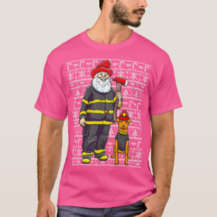 Firefighter Santa Claus Firemen Ugly Christmas Swe T-Shirt