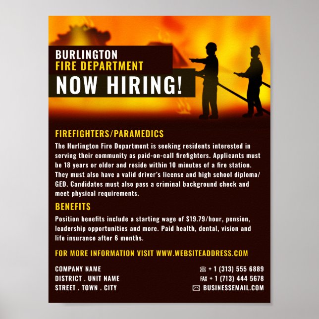 Firefighter Scene, Firefighter Recruitment Poster (Front)