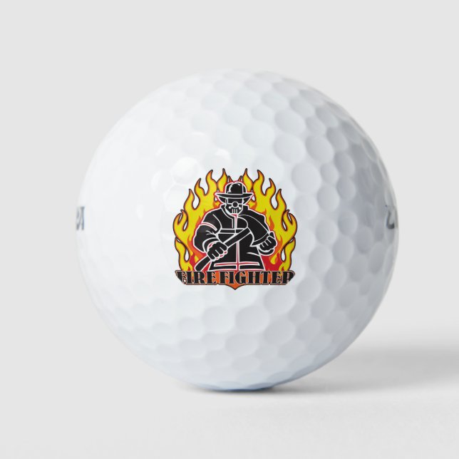 Firefighter Silhouette Golf Balls (Front)