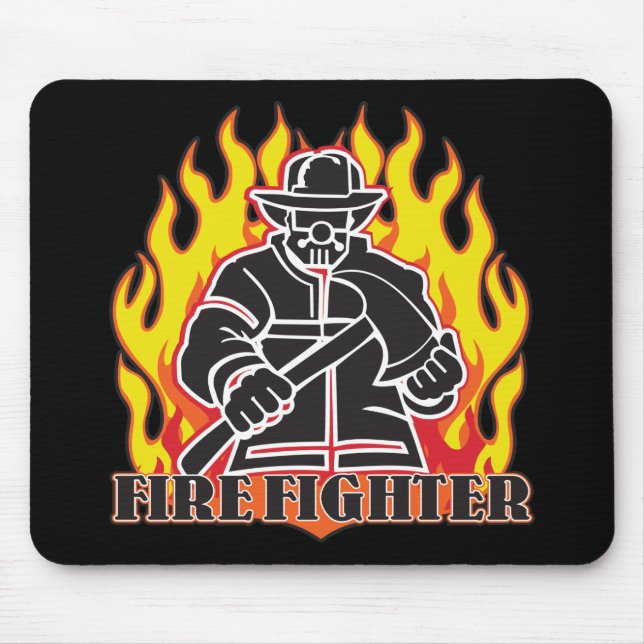 Firefighter Silhouette Mouse Pad (Front)