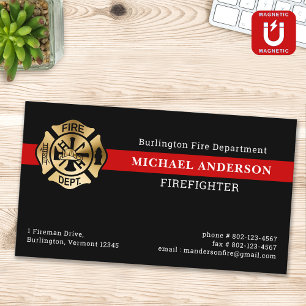 Firefighter Simple Custom Fire Department Logo Magnetic Business Card