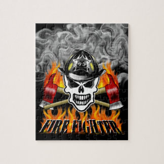 Firefighter Skull 2 and Flaming Axes Jigsaw Puzzle