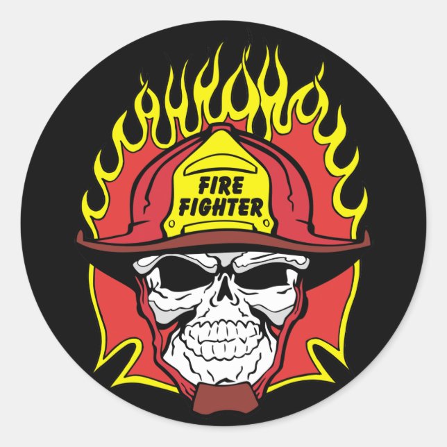 Firefighter Skull Classic Round Sticker (Front)