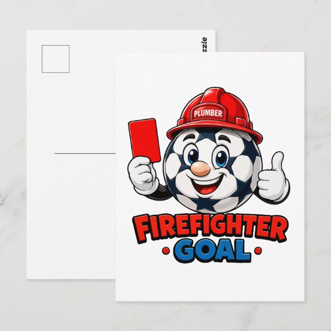 Firefighter Soccer Referee Mascot Postcard (Front/Back)