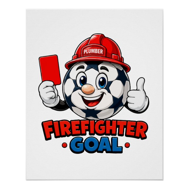 Firefighter Soccer Referee Mascot Poster (Front)