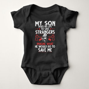 Firefighter Son Proud Mum Family Rescue Baby Bodysuit