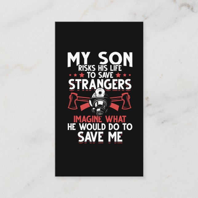 Firefighter Son Proud Mum Family Rescue Business Card (Front)