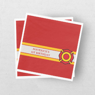Firefighter Sound The Alarm 1st Birthday Napkin