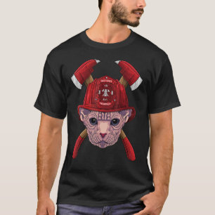 Firefighter Sphynx Fireman Boys Kids Fire Rescue C T-Shirt