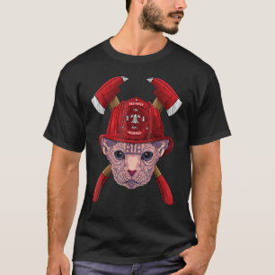 Firefighter Sphynx Fireman Boys Men Fire Rescue Ca T-Shirt