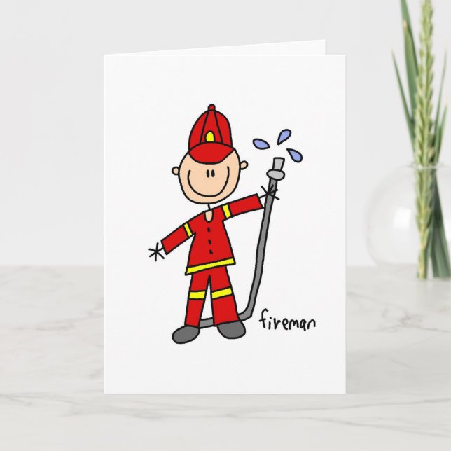 Firefighter Stick Figure Card (Front)