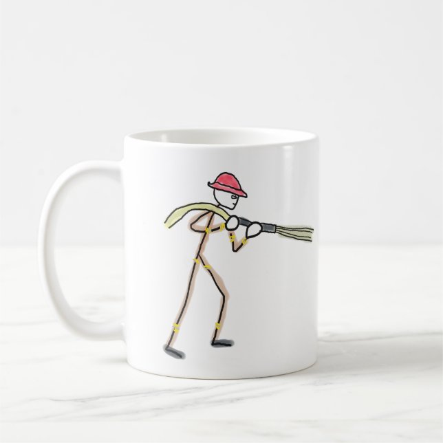 Firefighter Stickman Coffee Mug (Left)