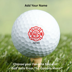 Firefighter Symbol Fireman Logo Custom Name Golf Balls