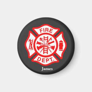 Firefighter Symbol Fireman Logo Custom Name Magnet