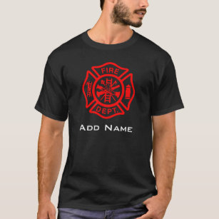 Firefighter Symbol Fireman Name Personalised  T-Shirt